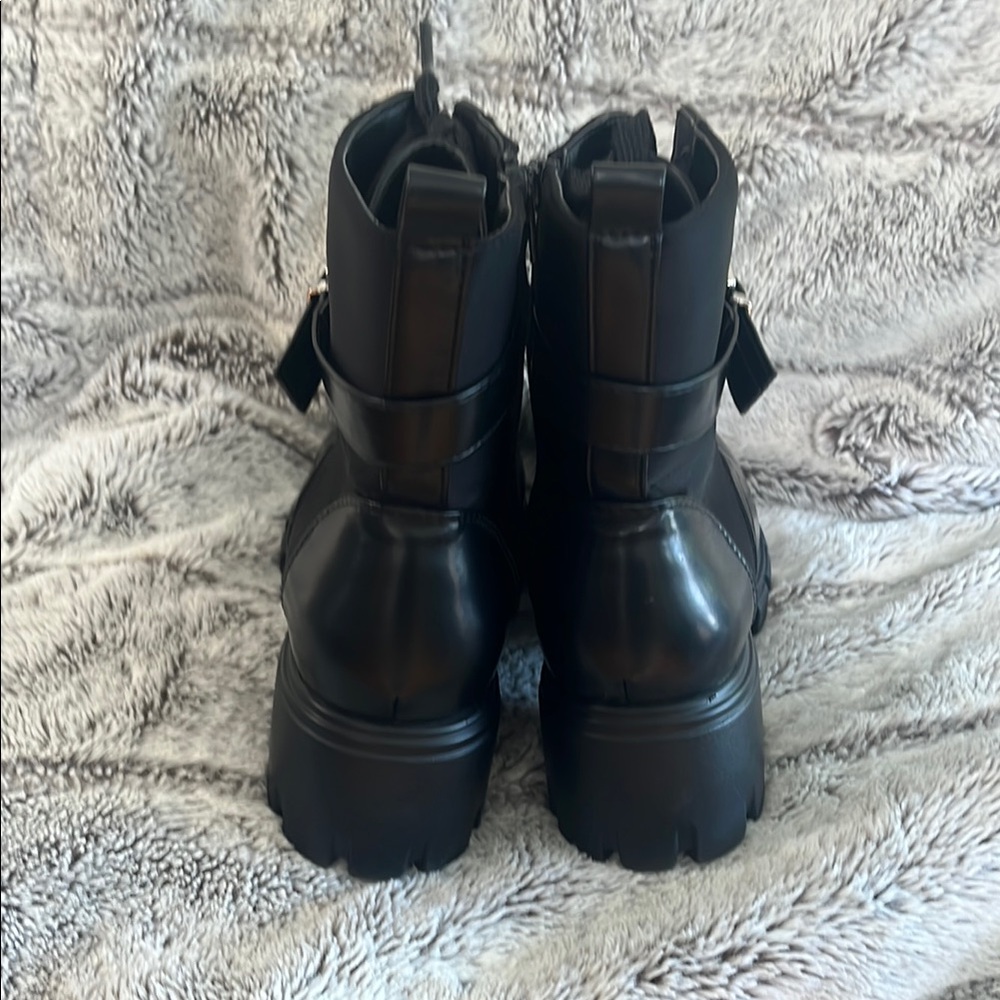 Black Faux Leather Tanzi Ankle Boots - Picture 5 of 7